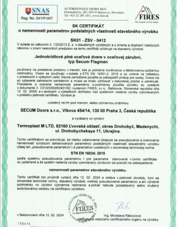 Certifikát fires