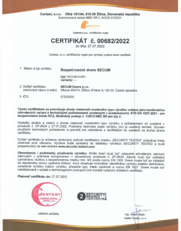 Bezpečnostný certifikát CERTEST