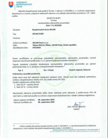 Bezpečnostný certifikát NBŮ
